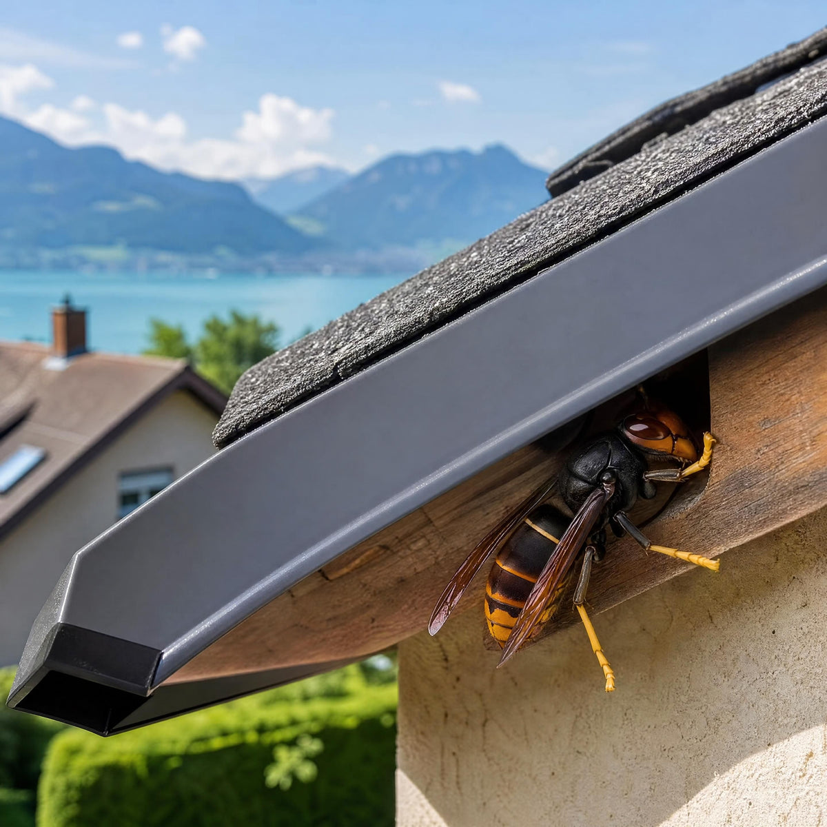 Des frelons qui passent sous la toiture à Annecy : comment reconnaître un nid de frelons asiatiques caché ?