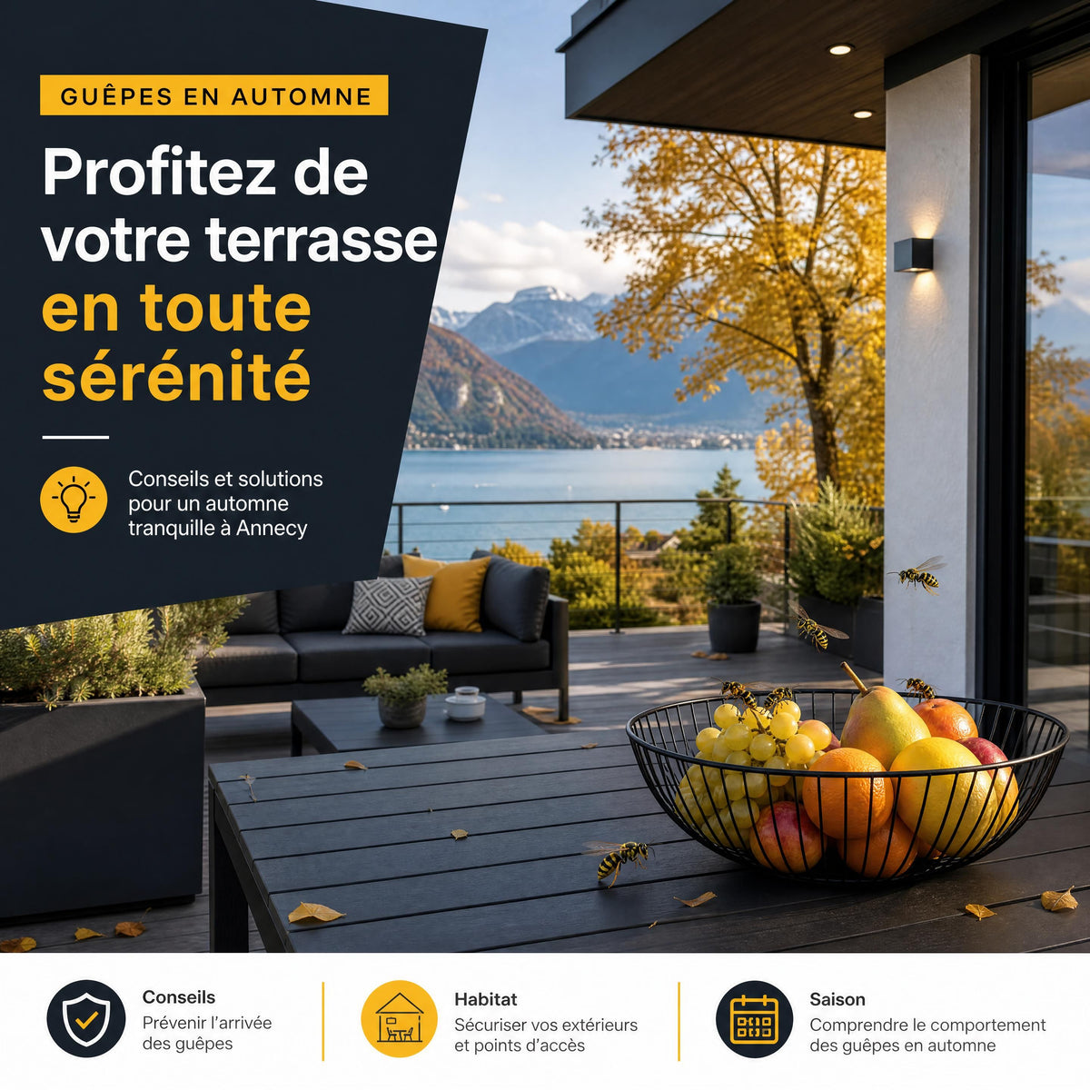 Guêpes autour d’une terrasse à Annecy : comment savoir si un nid est proche ?